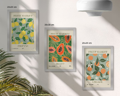Mur de cadres Affiches de fruits : citrons, papayes, mandarines, fleurs