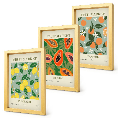 Mur de cadres Affiches de fruits : citrons, papayes, mandarines, fleurs