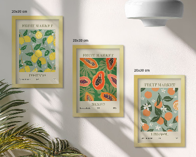 Mur de cadres Affiches de fruits : citrons, papayes, mandarines, fleurs
