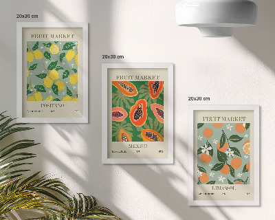 Mur de cadres Affiches de fruits : citrons, papayes, mandarines, fleurs
