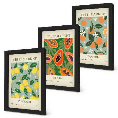 Mur de cadres Affiches de fruits : citrons, papayes, mandarines, fleurs