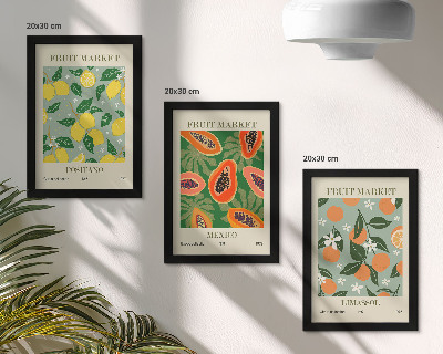 Mur de cadres Affiches de fruits : citrons, papayes, mandarines, fleurs
