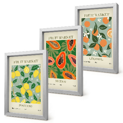Mur de cadres Affiches de fruits : citrons, papayes, mandarines, fleurs