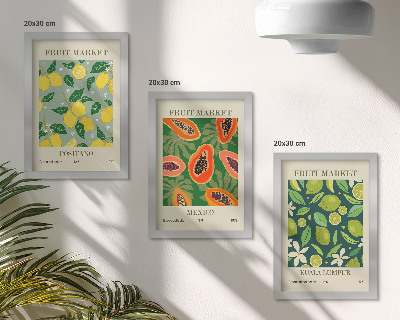 Lot de 3 tableaux Motifs fruités de citrons, de papayes et de limes