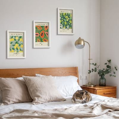 Lot de 3 tableaux Motifs fruités de citrons, de papayes et de limes