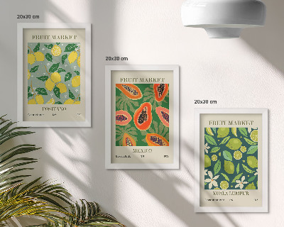 Lot de 3 tableaux Motifs fruités de citrons, de papayes et de limes