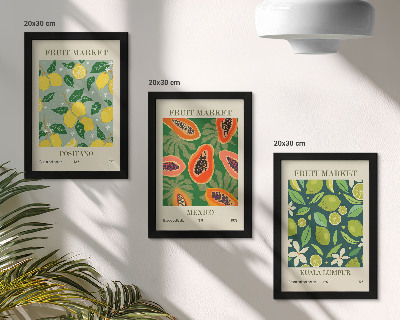 Lot de 3 tableaux Motifs fruités de citrons, de papayes et de limes