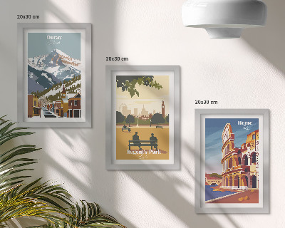 Ensemble de 3 tableaux Les montagnes d'Ouray Park à Londres, le Colisée à Rome