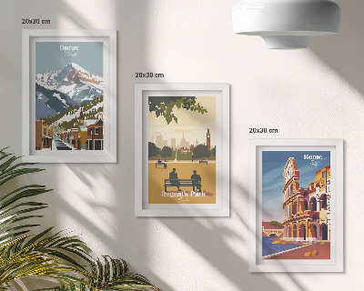 Ensemble de 3 tableaux Les montagnes d'Ouray Park à Londres, le Colisée à Rome