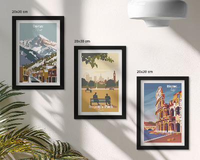 Ensemble de 3 tableaux Les montagnes d'Ouray Park à Londres, le Colisée à Rome