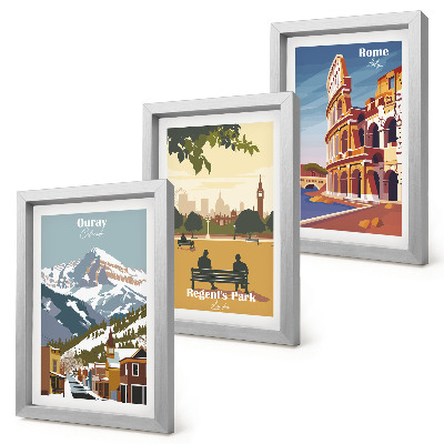 Ensemble de 3 tableaux Les montagnes d'Ouray Park à Londres, le Colisée à Rome