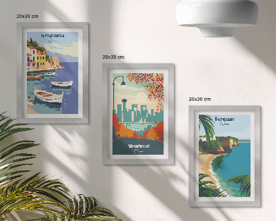 Mur de cadres Paysages urbains et ruraux de Grèce, du Canada et d'Australie