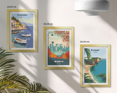 Mur de cadres Paysages urbains et ruraux de Grèce, du Canada et d'Australie