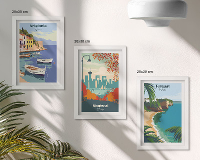 Mur de cadres Paysages urbains et ruraux de Grèce, du Canada et d'Australie