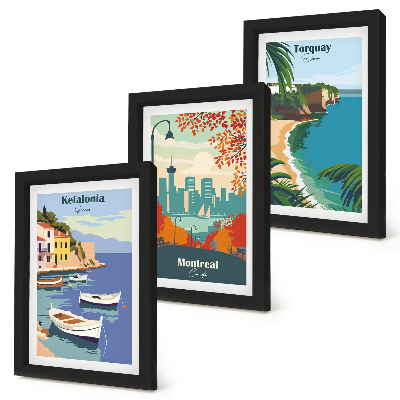Mur de cadres Paysages urbains et ruraux de Grèce, du Canada et d'Australie