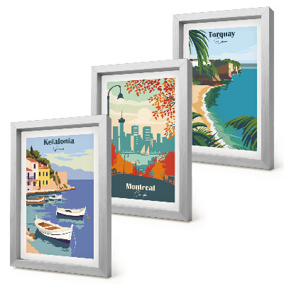Mur de cadres Paysages urbains et ruraux de Grèce, du Canada et d'Australie