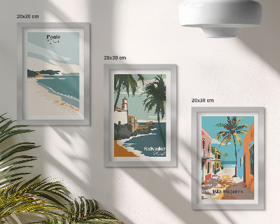 Lot de 3 tableaux Paysages tropicaux avec plages et palmiers