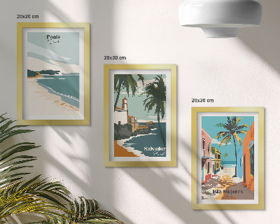 Lot de 3 tableaux Paysages tropicaux avec plages et palmiers