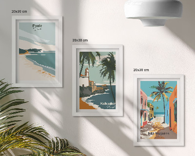 Lot de 3 tableaux Paysages tropicaux avec plages et palmiers
