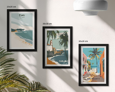 Lot de 3 tableaux Paysages tropicaux avec plages et palmiers