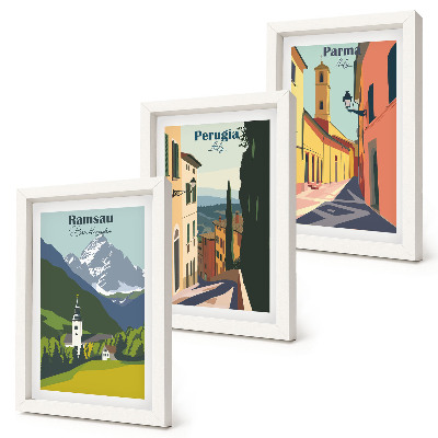 Mur de cadres Paysages de montagne et rues des villes italiennes