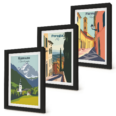 Mur de cadres Paysages de montagne et rues des villes italiennes