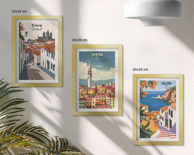 Lot de 3 tableaux Illustrations rétro de villes célèbres du monde entier