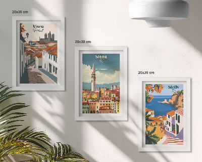 Lot de 3 tableaux Illustrations rétro de villes célèbres du monde entier