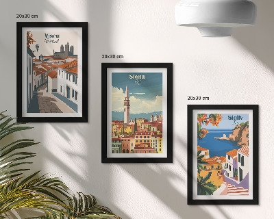 Lot de 3 tableaux Illustrations rétro de villes célèbres du monde entier