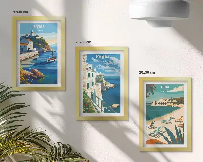 Mur de cadres paysages côtiers pittoresques de destinations touristiques