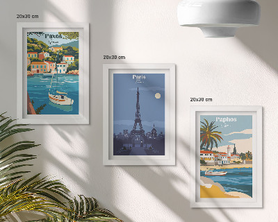 Lot de 3 tableaux Vues des villes côtières et de leur architecture