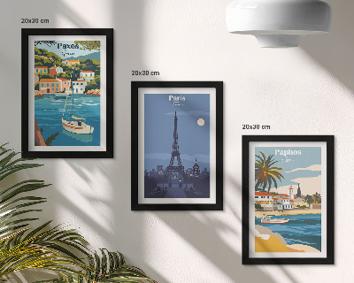 Lot de 3 tableaux Vues des villes côtières et de leur architecture