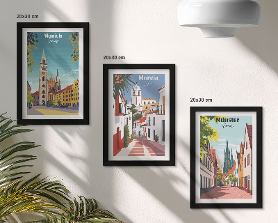 Mur de cadres Villes européennes illustrées en couleurs