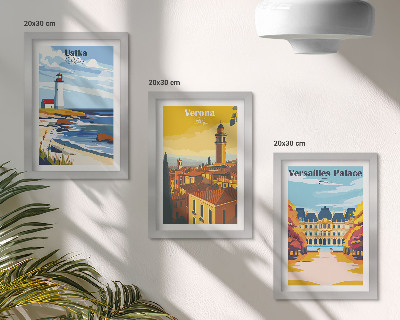 Lot de 3 tableaux Vues de lieux célèbres en bord de mer et dans les villes