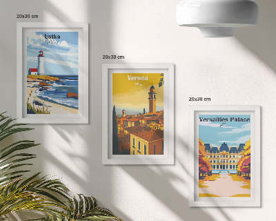 Lot de 3 tableaux Vues de lieux célèbres en bord de mer et dans les villes