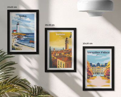 Lot de 3 tableaux Vues de lieux célèbres en bord de mer et dans les villes