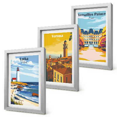 Lot de 3 tableaux Vues de lieux célèbres en bord de mer et dans les villes