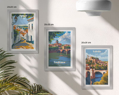 Mur de cadres Graphismes de style rétro de villes célèbres