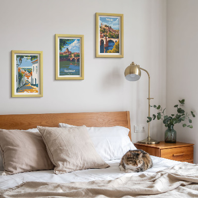 Mur de cadres Graphismes de style rétro de villes célèbres