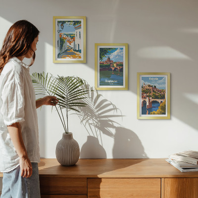 Mur de cadres Graphismes de style rétro de villes célèbres