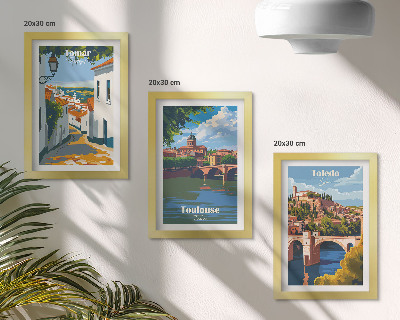 Mur de cadres Graphismes de style rétro de villes célèbres