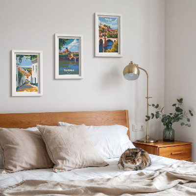 Mur de cadres Graphismes de style rétro de villes célèbres