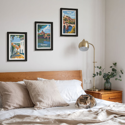 Mur de cadres Graphismes de style rétro de villes célèbres