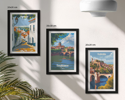 Mur de cadres Graphismes de style rétro de villes célèbres