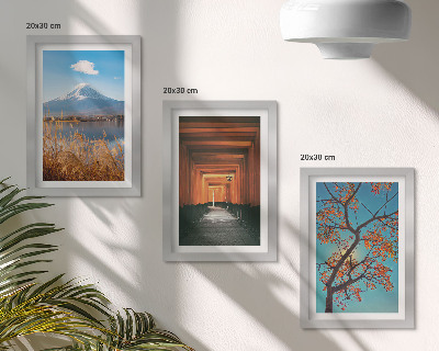 Ensemble de 3 tableaux Paysages, nature et architecture du Japon et de l'Asie