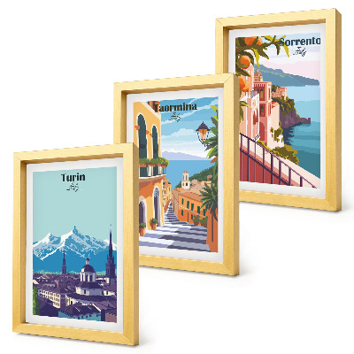 Mur de cadres Paysages urbains illustratifs colorés de style rétro
