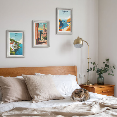 Lot de 3 tableaux Paysages pittoresques dans un style rétro