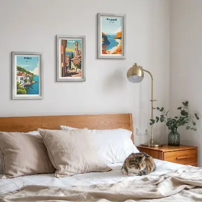 Lot de 3 tableaux représentant des paysages pittoresques dans un style rétro