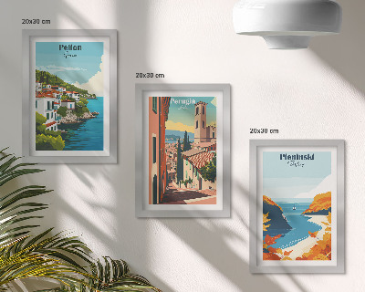 Lot de 3 tableaux Paysages pittoresques dans un style rétro