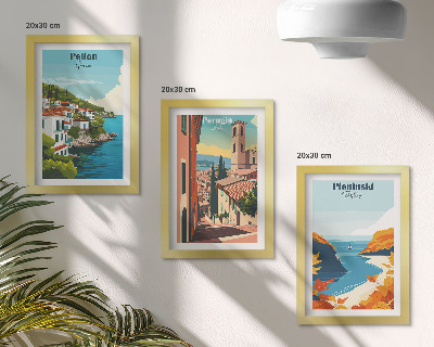 Lot de 3 tableaux Paysages pittoresques dans un style rétro